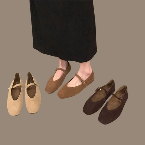 Paris Style, echtes Leder, flache Mary Jane Schuhe Damen Soft