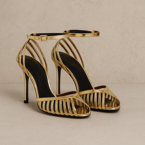 Luxuriöse High Heels in Gold & Silber, edles Design