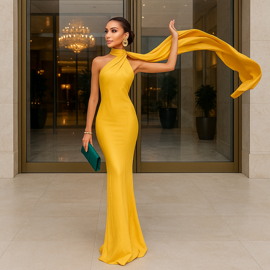 Elegantes Band-Satin-langes Partykleid