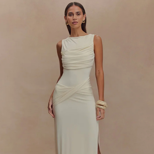 Gerafftes Split Bodycon Kleid