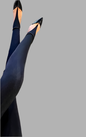 Glänzende Leggings Hosen mit Zähentrenner