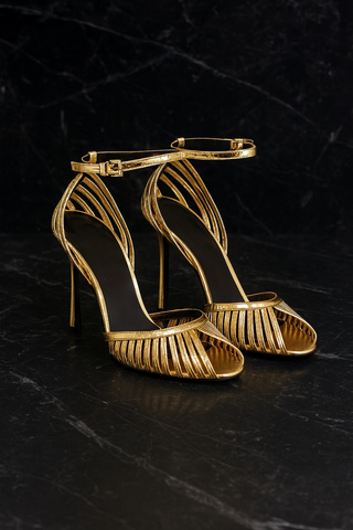 Luxuriöse High Heels in Gold & Silber, edles Design