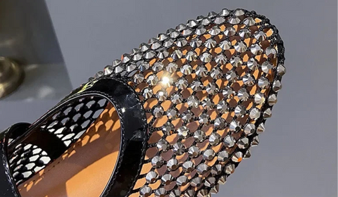 Strass Fishnet Ballerinas Mesh Mary Jane
