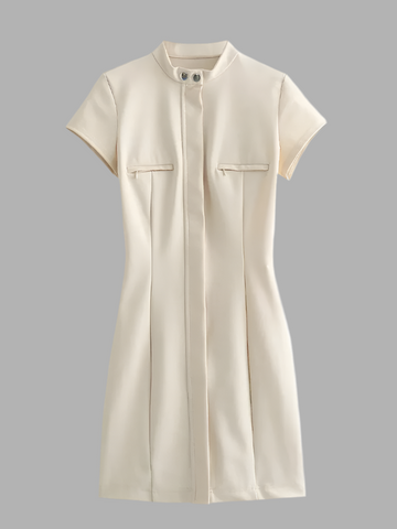 Minikleid hoher Kragen, Reißverschluss