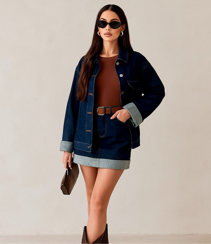 Trendy Denim Rock Set Casual