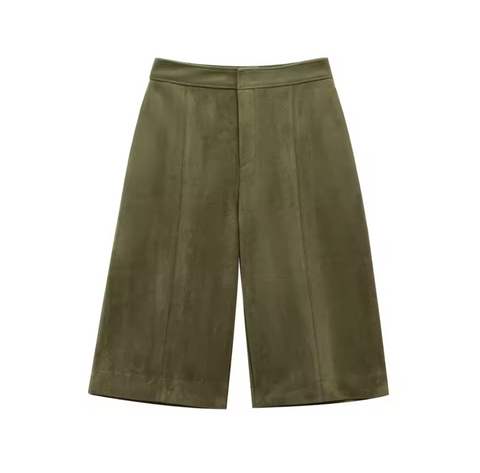 Damen Zweiteiler Set in Olivgrün – Oversized Jacke & Bermuda Shorts