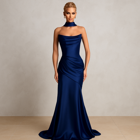 Elegantes Abendkleid mit Rückenschnürung & passendem Schal – in mehreren Farben