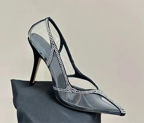 Star Style Strass transparente Pumps elegante spitze High Heels Kristall