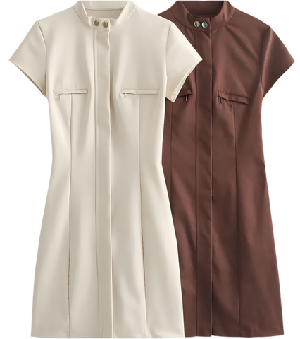 Minikleid hoher Kragen, Reißverschluss