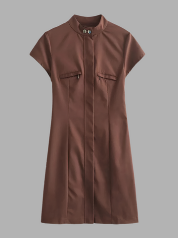 Minikleid hoher Kragen, Reißverschluss