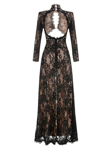 Designer Spitzenkleid hot, Langarm mit Unterstoff