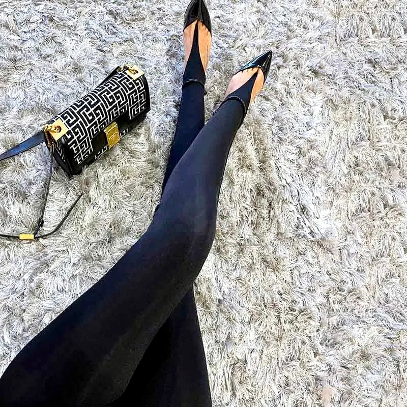 Glänzende Leggings Hosen mit Zähentrenner