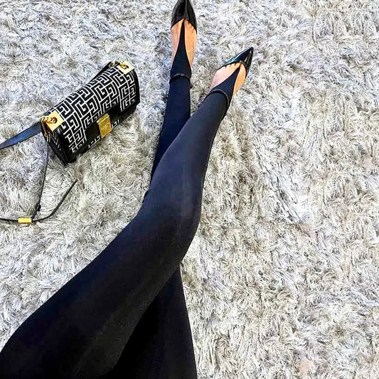 Glänzende Leggings Hosen mit Zähentrenner