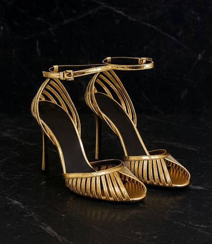 Luxuriöse High Heels in Gold & Silber, edles Design
