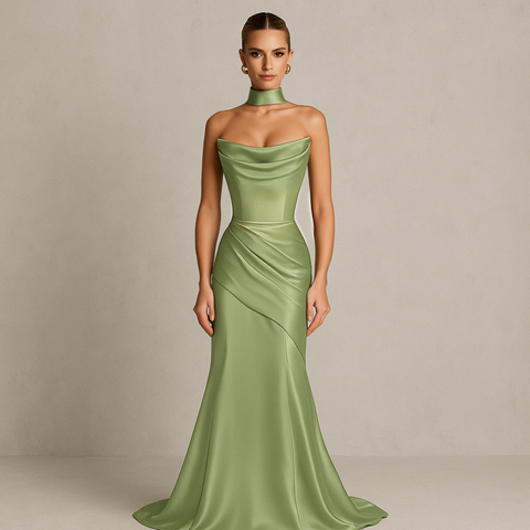 Elegantes Abendkleid mit Rückenschnürung & passendem Schal – in mehreren Farben