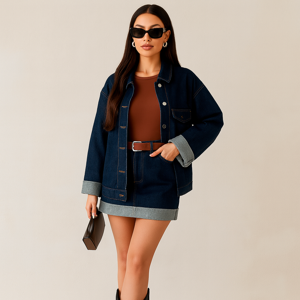 Trendy Denim Rock Set Casual