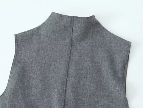 Office Elegantes graues langes Bleistiftkleid ärmellose, figurbetont