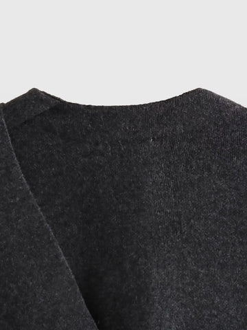 Ponch Women Knitted Jacket Asymmetric Scarf Coat Chic Outerwear