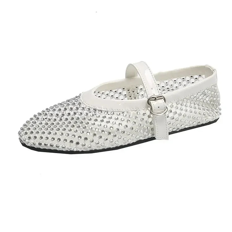 Strass Fishnet Ballerinas Mesh Mary Jane