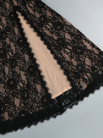 Designer Spitzenkleid hot, Langarm mit Unterstoff