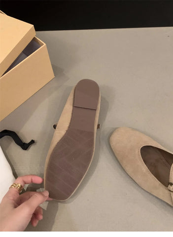 Paris Style, echtes Leder, flache Mary Jane Schuhe Damen Soft