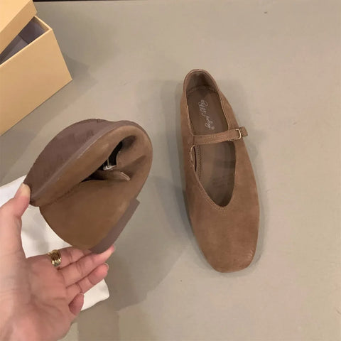 Paris Style, echtes Leder, flache Mary Jane Schuhe Damen Soft