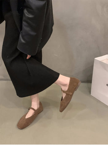 Paris Style, echtes Leder, flache Mary Jane Schuhe Damen Soft