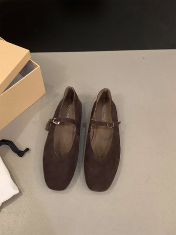 Paris Style, echtes Leder, flache Mary Jane Schuhe Damen Soft