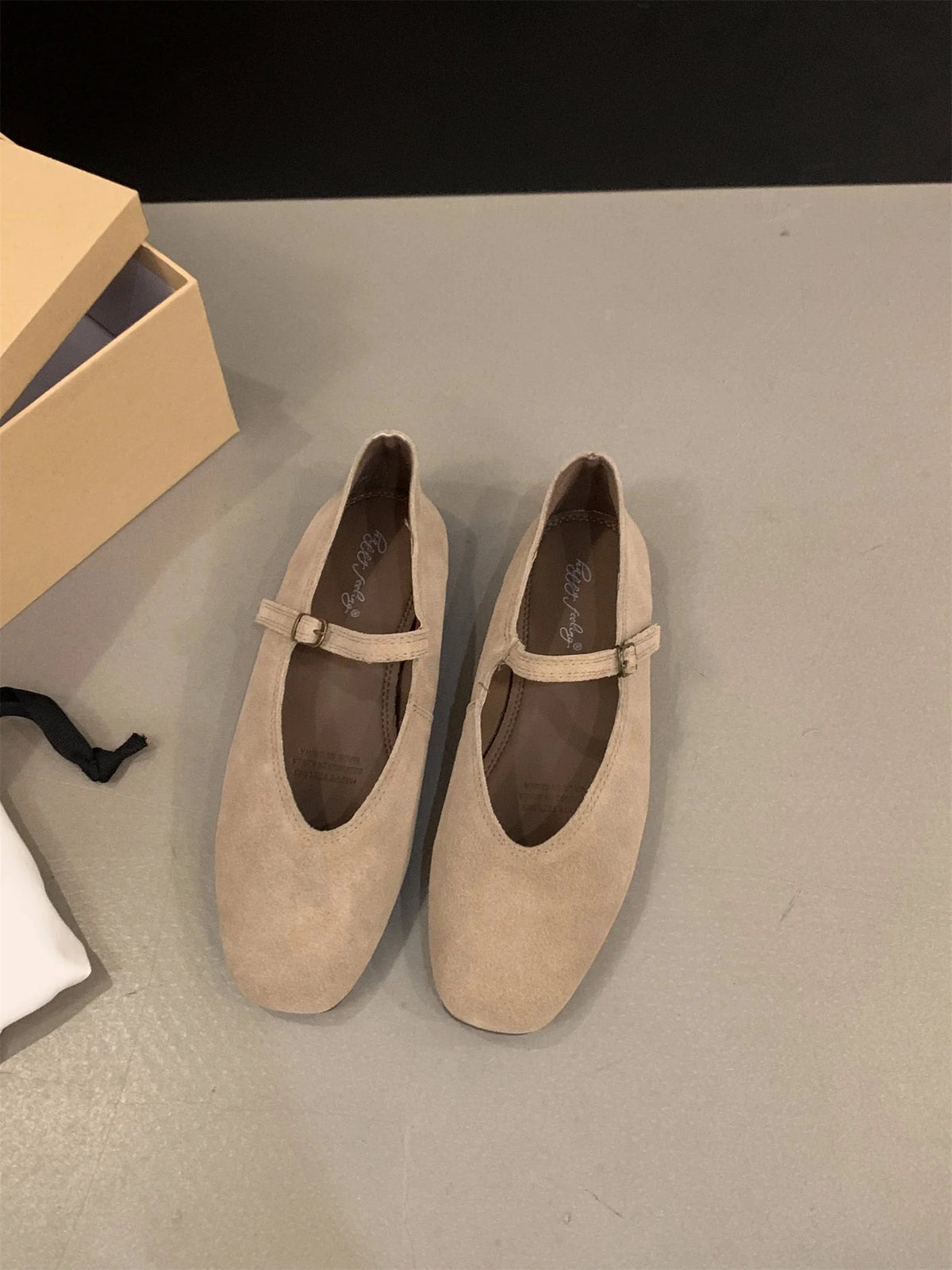 Paris Style, echtes Leder, flache Mary Jane Schuhe Damen Soft