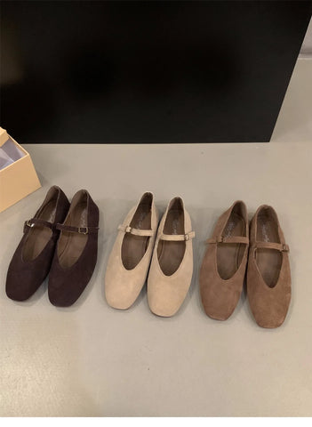 Paris Style, echtes Leder, flache Mary Jane Schuhe Damen Soft