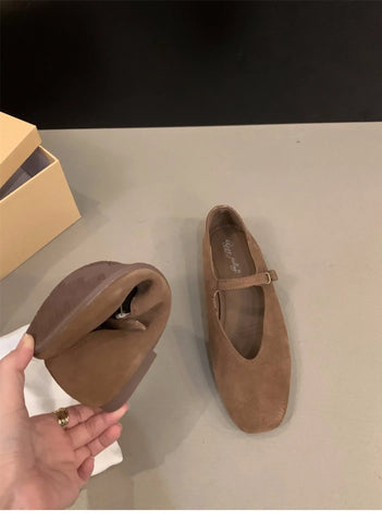 Paris Style, echtes Leder, flache Mary Jane Schuhe Damen Soft